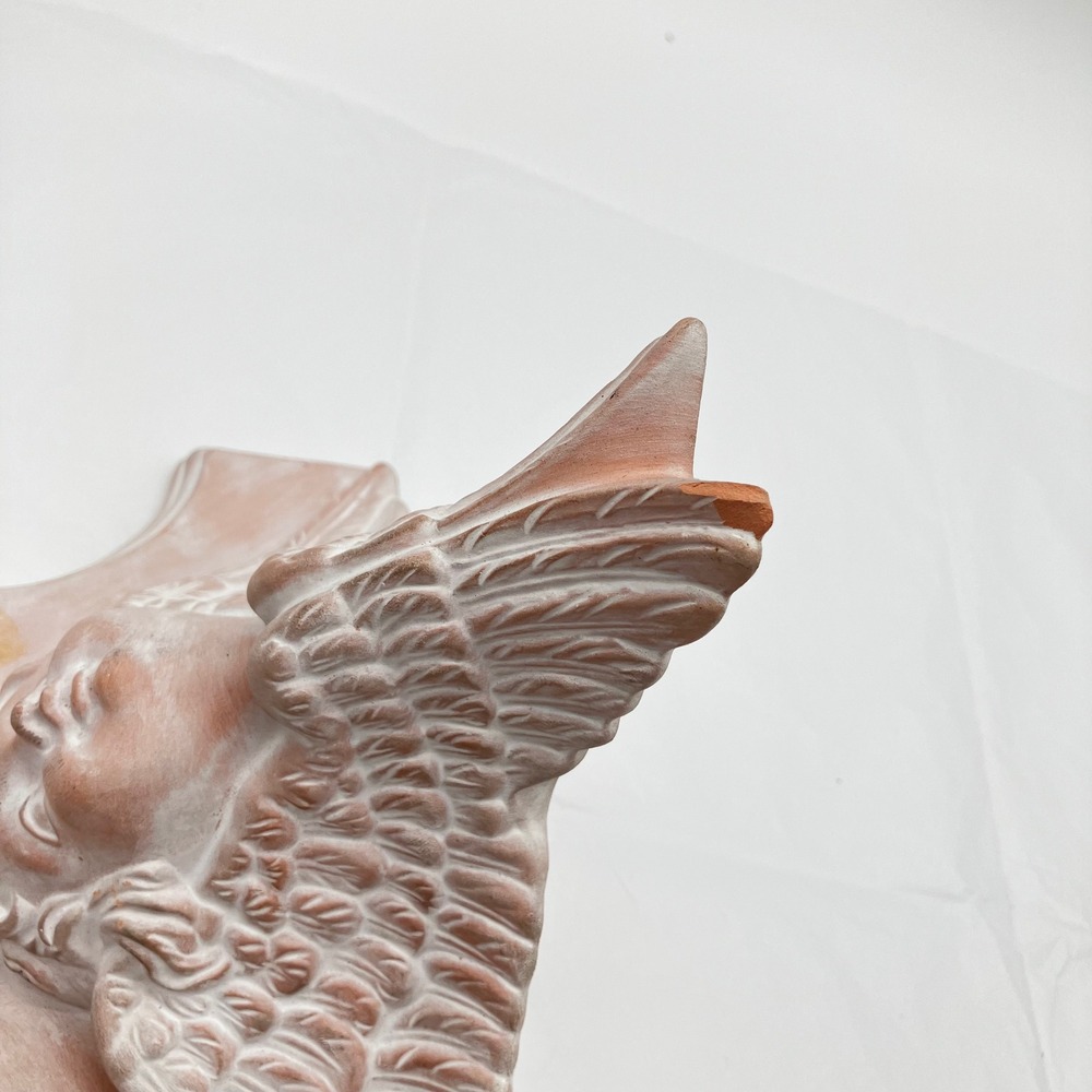 Wall Sconce Cherub Set 2 Terracotta Pink Vintage Angel Floating Shelves - Picture 3 of 14